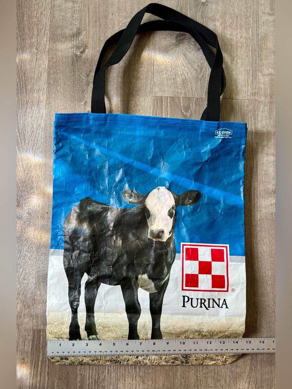 Repurposed Purina “Precon” Cow Print Tote Bag - Picture 3 of 5